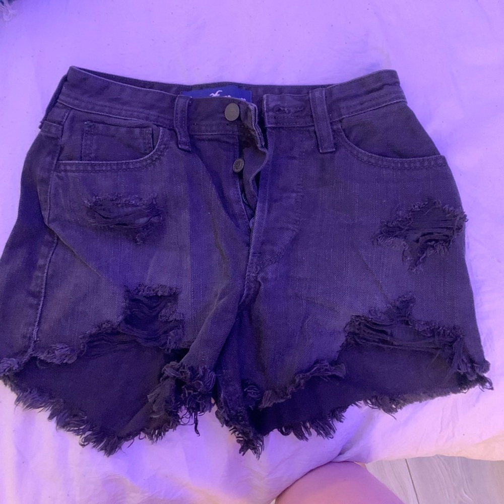 Hollister Ripped Black Jean Shorts